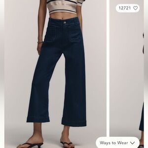 Maeve The Colette Cropped High Rise Wide Leg Jeans size 30 dark wash